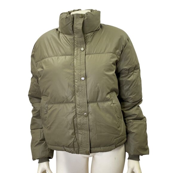 Express $128 Olive Women Puffer Coat Lg NWT - Picture 4 of 8